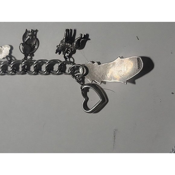 Southwest Native Turquoise Charm Bracelet Sterling Silver - Picture 11 of 11